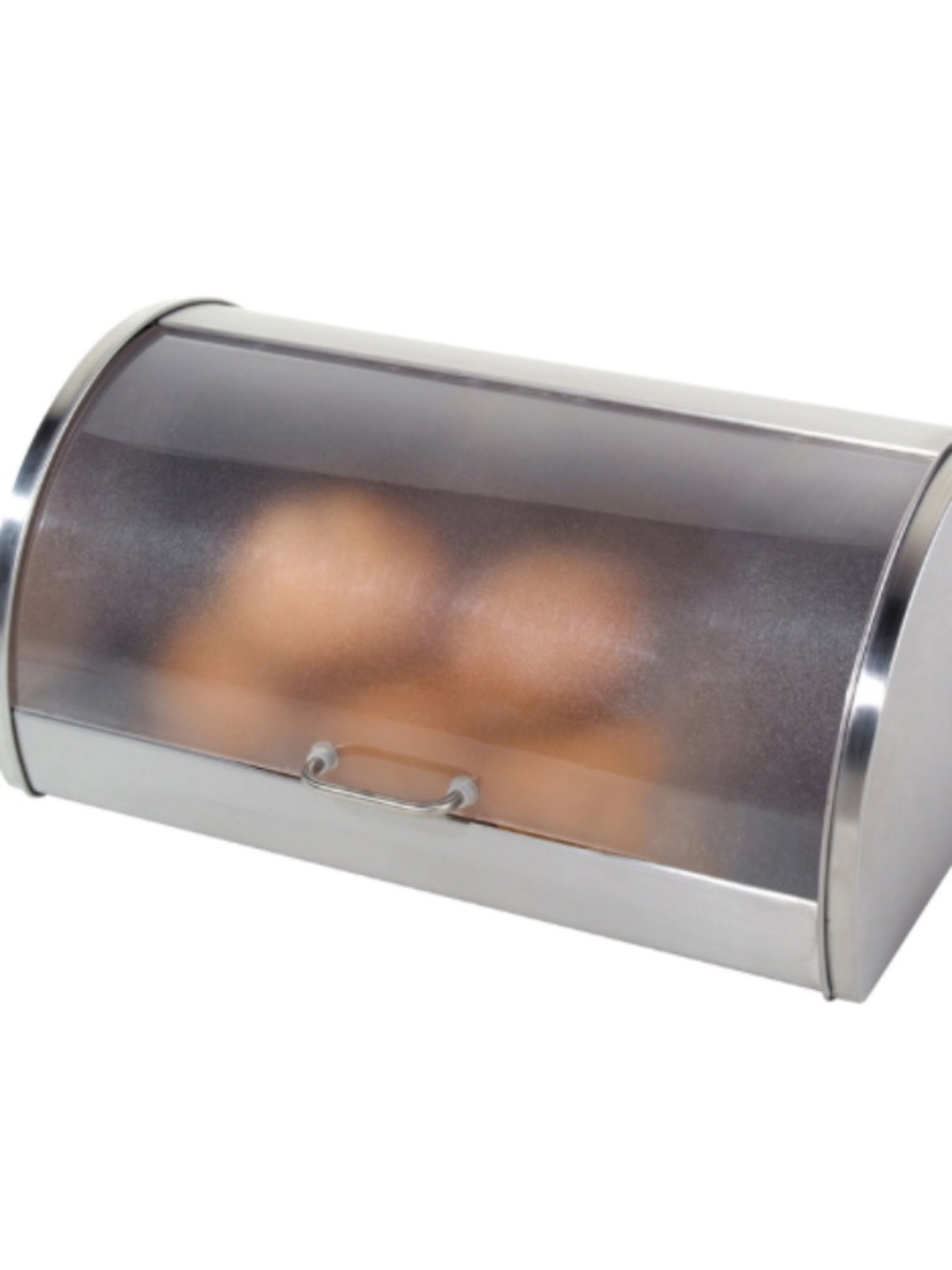 Stainless Steel Roll Top Bread Box - Tempered Glass Lid OGGI NWB